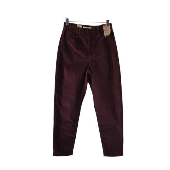 Levi's Women's High Waisted Tapered Corduroy Mom Jeans In Burgundy Size W28 L27 - Picture 5 of 16